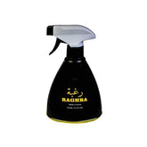 Zwarte sprayfles met grijze verstuiver voor Roomspray Aqua Raghba en Aqua Raghba